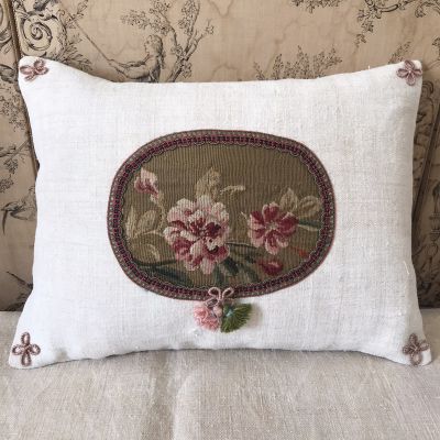 Small Pink Oval Aubusson Cushion