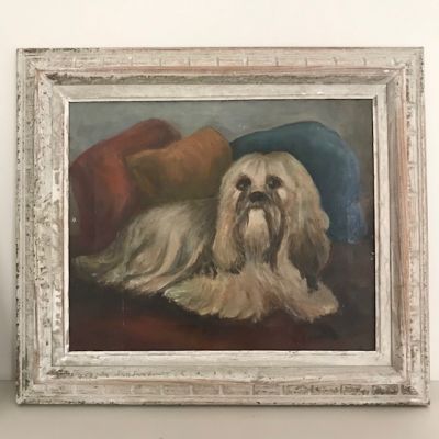 Framed Dog Painting