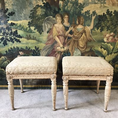 Pair 18th century Swedish Gustavian Stools
